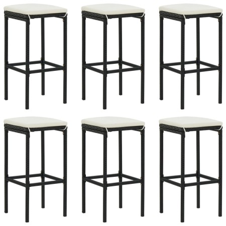 Taburetes de cocina con cojines 6 uds ratán sintético negro de vidaXL, Taburetes de cocina - Ref: Foro24-313449, Precio: 194,...
