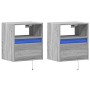 Mesitas de noche de pared con luces LED 2 unidades gris Sonoma de , Mesitas de noche - Ref: Foro24-3307986, Precio: 91,54 €, ...