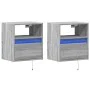 Mesitas de noche de pared con luces LED 2 unidades gris Sonoma by , Nightstands - Ref: Foro24-3307986, Price: 90,12 €, Discou...