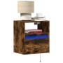 Mesitas de noche de pared con luces LED 2 uds roble ahumado de , Mesitas de noche - Ref: Foro24-3307984, Precio: 84,95 €, Des...