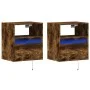 Mesitas de noche de pared con luces LED 2 uds roble ahumado by , Nightstands - Ref: Foro24-3307984, Price: 83,70 €, Discount: %