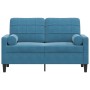 Sofá de 2 plazas con cojines terciopelo azul 120 cm de , Sofás - Ref: Foro24-3278218, Precio: 257,90 €, Descuento: %
