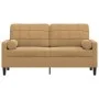 Sofá de 2 plazas con cojines terciopelo marrón 140 cm by , Sofas - Ref: Foro24-3278226, Price: 246,91 €, Discount: %