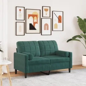 Sofá de 2 plazas con cojines terciopelo verde oscuro 120 cm von , Sofas - Ref: Foro24-3278211, Preis: 255,93 €, Rabatt: %