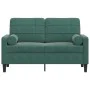Sofá de 2 plazas con cojines terciopelo verde oscuro 120 cm de , Sofás - Ref: Foro24-3278211, Precio: 255,93 €, Descuento: %