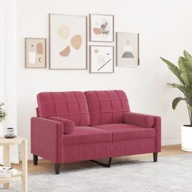 Sofá de 2 plazas con cojines terciopelo rojo tinto 120 cm by , Sofas - Ref: Foro24-3278213, Price: 241,90 €, Discount: %
