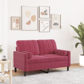 Sofá de 2 plazas con cojines terciopelo rojo tinto 120 cm de , Sofás - Ref: Foro24-3278213, Precio: 246,31 €, Descuento: %