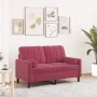 Sofá de 2 plazas con cojines terciopelo rojo tinto 120 cm by , Sofas - Ref: Foro24-3278213, Price: 241,90 €, Discount: %