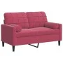 Sofá de 2 plazas con cojines terciopelo rojo tinto 120 cm by , Sofas - Ref: Foro24-3278213, Price: 241,90 €, Discount: %