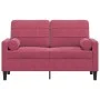 Sofá de 2 plazas con cojines terciopelo rojo tinto 120 cm by , Sofas - Ref: Foro24-3278213, Price: 241,90 €, Discount: %