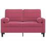 Sofá de 2 plazas con cojines terciopelo rojo tinto 120 cm de , Sofás - Ref: Foro24-3278213, Precio: 246,31 €, Descuento: %