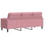 Sofá de 3 plazas con cojines terciopelo rosa 180 cm de , Sofás - Ref: Foro24-3278232, Precio: 347,21 €, Descuento: %