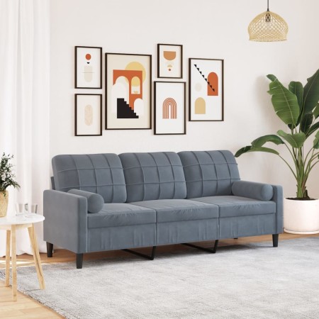 Sofá de 3 plazas con cojines terciopelo gris oscuro 180 cm de , Sofás - Ref: Foro24-3278230, Precio: 272,59 €, Descuento: %