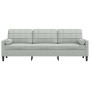 Sofá de 3 plazas con cojines terciopelo gris claro 210 cm de , Sofás - Ref: Foro24-3278239, Precio: 292,51 €, Descuento: %