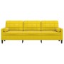 Sofá de 3 plazas con cojines terciopelo amarillo 210 cm de , Sofás - Ref: Foro24-3278245, Precio: 294,25 €, Descuento: %