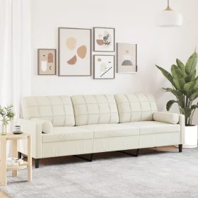 Sofá de 3 plazas con cojines terciopelo color crema 210 cm von , Sofas - Ref: Foro24-3278247, Preis: 332,79 €, Rabatt: %