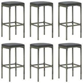 Kitchen stools with cushions 6 units gray synthetic rattan by vidaXL, Kitchen stools - Ref: Foro24-313450, Price: 182,79 €, D...