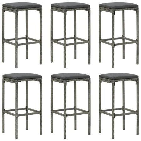 Küchenhocker mit Kissen 6 Einheiten graues synthetisches Rattan von vidaXL, Küchenhocker - Ref: Foro24-313450, Preis: 182,79 ...