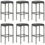 Küchenhocker mit Kissen 6 Einheiten graues synthetisches Rattan von vidaXL, Küchenhocker - Ref: Foro24-313450, Preis: 182,79 ...