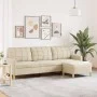 Sofá de 3 plazas con taburete de tela crema 210 cm by , Sofas - Ref: Foro24-3278251, Price: 365,52 €, Discount: %