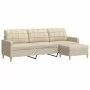 Sofá de 3 plazas con taburete de tela crema 210 cm by , Sofas - Ref: Foro24-3278251, Price: 365,52 €, Discount: %