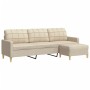 Sofá de 3 plazas con taburete de tela crema 210 cm de , Sofás - Ref: Foro24-3278251, Precio: 371,69 €, Descuento: %