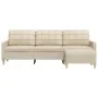 Sofá de 3 plazas con taburete de tela crema 210 cm by , Sofas - Ref: Foro24-3278251, Price: 365,52 €, Discount: %