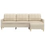 Sofá de 3 plazas con taburete de tela crema 210 cm de , Sofás - Ref: Foro24-3278251, Precio: 371,69 €, Descuento: %