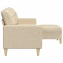 Sofá de 3 plazas con taburete de tela crema 210 cm de , Sofás - Ref: Foro24-3278251, Precio: 371,69 €, Descuento: %