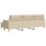 Sofá de 3 plazas con taburete de tela crema 210 cm by , Sofas - Ref: Foro24-3278251, Price: 365,52 €, Discount: %