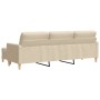 Sofá de 3 plazas con taburete de tela crema 210 cm de , Sofás - Ref: Foro24-3278251, Precio: 371,69 €, Descuento: %
