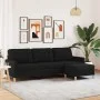 Sofá de 3 plazas con taburete de tela negro 210 cm de , Sofás - Ref: Foro24-3278253, Precio: 374,19 €, Descuento: %