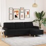 Sofá de 3 plazas con taburete de tela negro 210 cm de , Sofás - Ref: Foro24-3278253, Precio: 380,24 €, Descuento: %