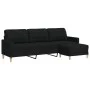 Sofá de 3 plazas con taburete de tela negro 210 cm de , Sofás - Ref: Foro24-3278253, Precio: 374,19 €, Descuento: %