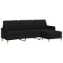 Sofá de 3 plazas con taburete de tela negro 210 cm de , Sofás - Ref: Foro24-3278253, Precio: 380,24 €, Descuento: %