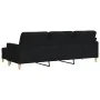 Sofá de 3 plazas con taburete de tela negro 210 cm de , Sofás - Ref: Foro24-3278253, Precio: 374,19 €, Descuento: %