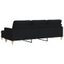 Sofá de 3 plazas con taburete de tela negro 210 cm de , Sofás - Ref: Foro24-3278253, Precio: 380,24 €, Descuento: %