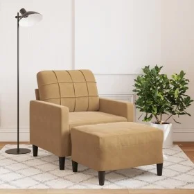 Sillón con taburete terciopelo marrón 60 cm de , Sofás - Ref: Foro24-3278264, Precio: 197,62 €, Descuento: %