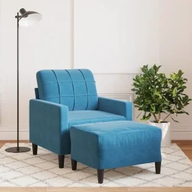Sillón con taburete terciopelo azul 60 cm de , Sofás - Ref: Foro24-3278266, Precio: 197,51 €, Descuento: %