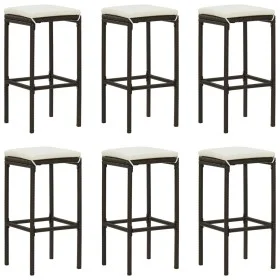 Taburetes de cocina con cojines 6 uds ratán sintético marrón de vidaXL, Taburetes de cocina - Ref: Foro24-313448, Precio: 184...