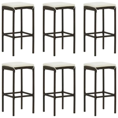 Kitchen stools with cushions 6 pcs brown synthetic rattan by vidaXL, Kitchen stools - Ref: Foro24-313448, Price: 184,20 €, Di...