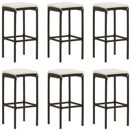 Taburetes de cocina con cojines 6 uds ratán sintético marrón de vidaXL, Taburetes de cocina - Ref: Foro24-313448, Precio: 186...