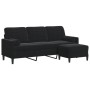 Sofá de 3 plazas con taburete de terciopelo negro 180 cm de , Sofás - Ref: Foro24-3278272, Precio: 313,51 €, Descuento: %