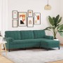 Sofá de 3 plazas con taburete de terciopelo verde oscuro 210 cm de , Sofás - Ref: Foro24-3278279, Precio: 396,06 €, Descuento: %