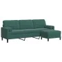 Sofá de 3 plazas con taburete de terciopelo verde oscuro 210 cm de , Sofás - Ref: Foro24-3278279, Precio: 373,31 €, Descuento: %