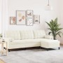 Sofá de 3 plazas con taburete de terciopelo crema 210 cm de , Sofás - Ref: Foro24-3278285, Precio: 372,00 €, Descuento: %