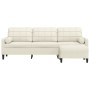 Sofá de 3 plazas con taburete de terciopelo crema 210 cm de , Sofás - Ref: Foro24-3278285, Precio: 372,00 €, Descuento: %