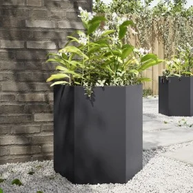 Jardineras hexagonales 2 uds acero negra 46x40x45 cm de , Maceteros y jardineras - Ref: Foro24-851109, Precio: 86,25 €, Descu...