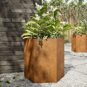 Jardineras hexagonales 46x40x45 cm acero desgastado de , Maceteros y jardineras - Ref: Foro24-851121, Precio: 76,70 €, Descue...