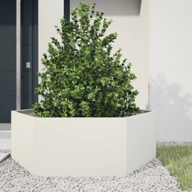 Jardinera hexagonal acero blanco 138x120x45 cm de , Maceteros y jardineras - Ref: Foro24-851137, Precio: 96,62 €, Descuento: %